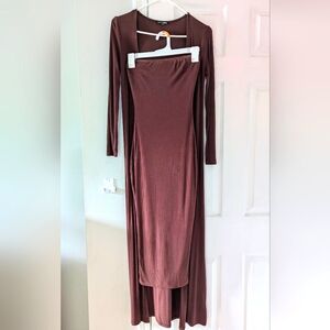 Fashion Nova Chocolate Brown Dress 2-piece Set